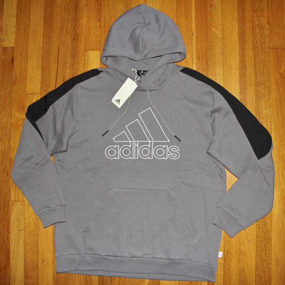 Adidas Future Icons Embroidered Winter Hoodie Mens XL Trace Grey Black